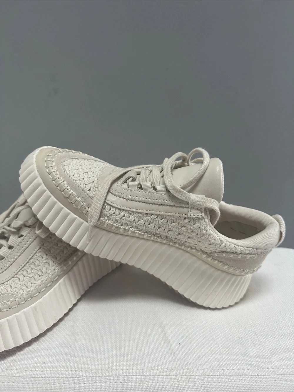 Dolce Vita Cream Woven Platform Sneakers